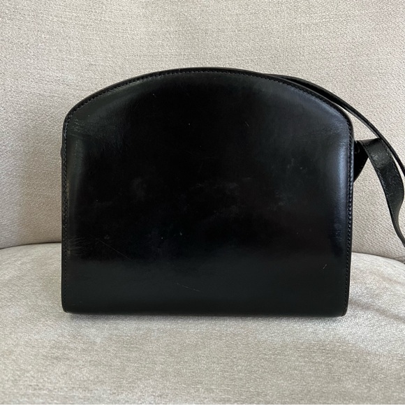 VTG Bally Structured Hex Black Leather Shoulder Bag Crossbody with Gold Hardware - Picture 4 of 16